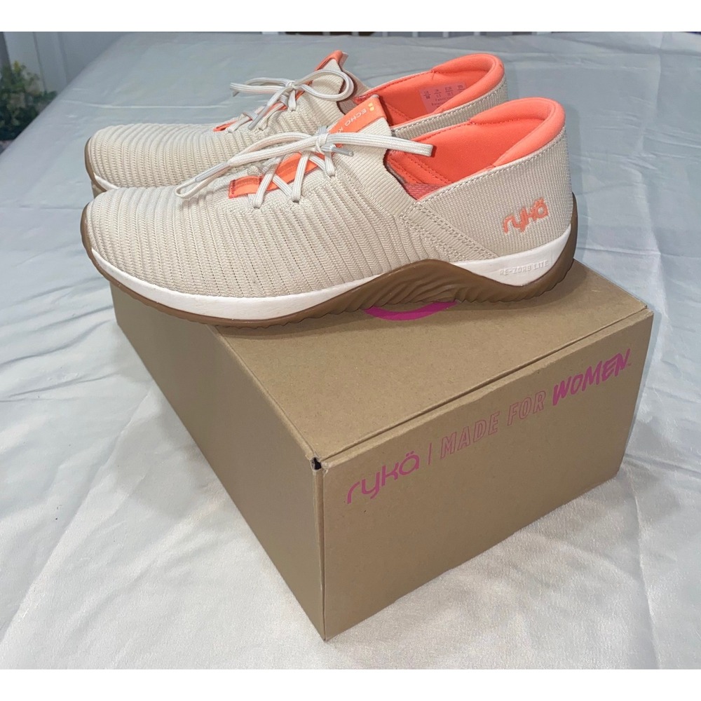 Ryka Echo Knit Fit Women's Beige Coral Slip On Sneaker 8M Ergonomic RE-ZORB LITE - Picture 2 of 11